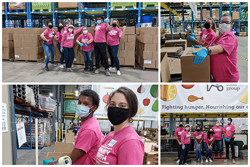 City & County Credit Union volunteering in pink shirts
