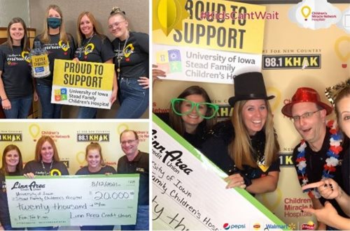 Linn Area Credit Union photo collage of support for University of Iowa Children's Hospital