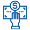 Icon depicting a hand holding a dollar bill.